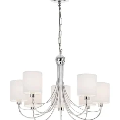 Phantom 7 Light Chrome & White Pendant Chandelier Ceiling Light