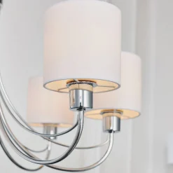 Phantom 7 Light Chrome & White Pendant Chandelier Ceiling Light