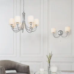 Phantom 7 Light Chrome & White Pendant Chandelier Ceiling Light