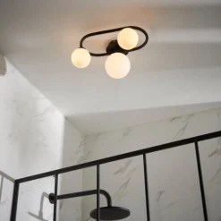 Pulsa Matt Black Ceiling Light IP44