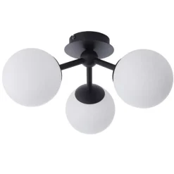 Pulsa Semi Flush Matt Black Ceiling Light IP44