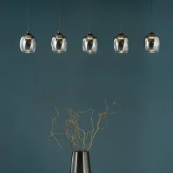 Ramona 5 Light Black & Smoked Glass LED Ceiling Pendant Bar