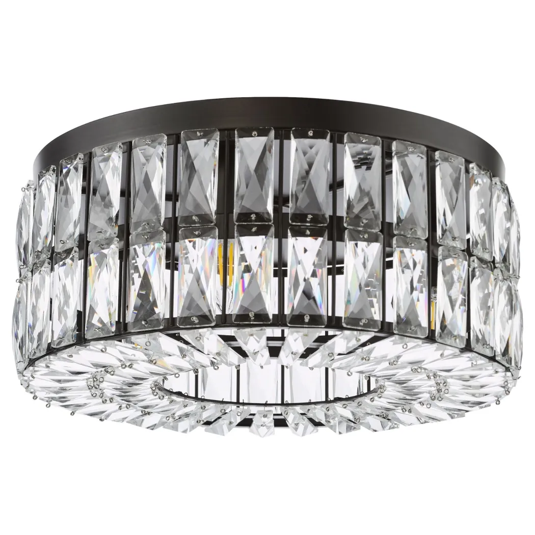 Relena 4 Light Black & Crystal Flush Ceiling Light