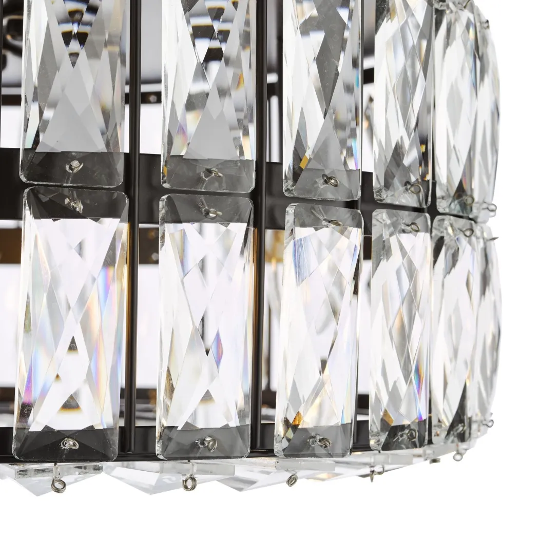 Relena 4 Light Black & Crystal Flush Ceiling Light