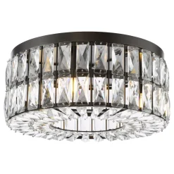 Relena 4 Light Black & Crystal Flush Ceiling Light