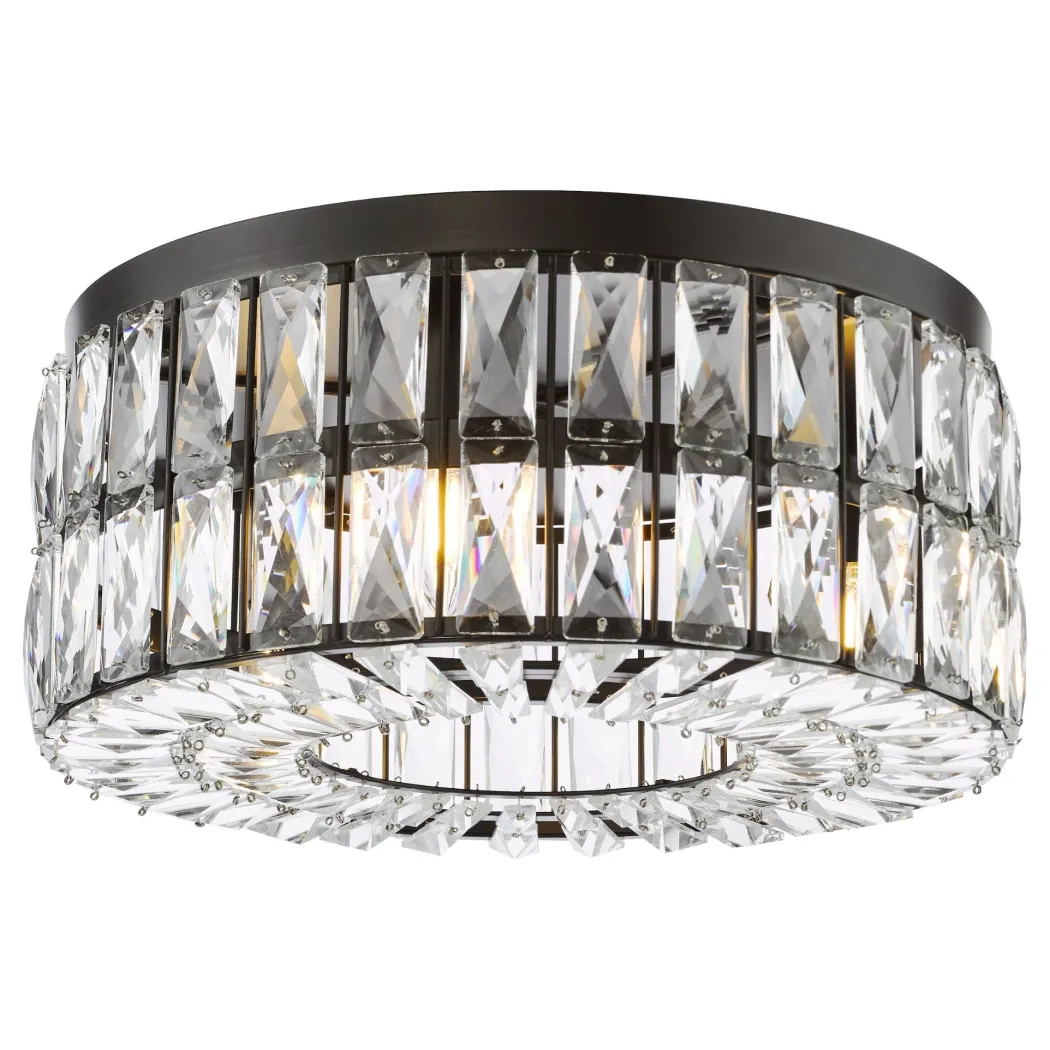 Relena 4 Light Black & Crystal Flush Ceiling Light
