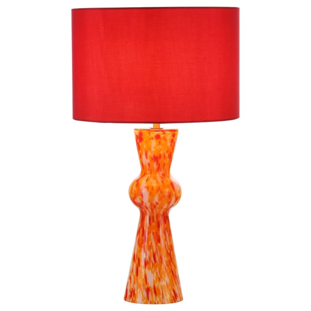 Rheneas Red Confetti Glass Table Lamp