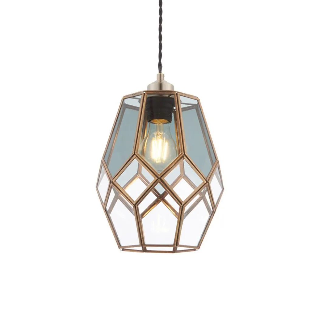 Ripley Antique Brass and Smoked Glass Easy-Fit Pendant Shade