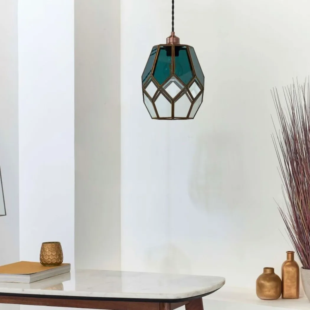 Ripley Antique Brass and Smoked Glass Easy-Fit Pendant Shade