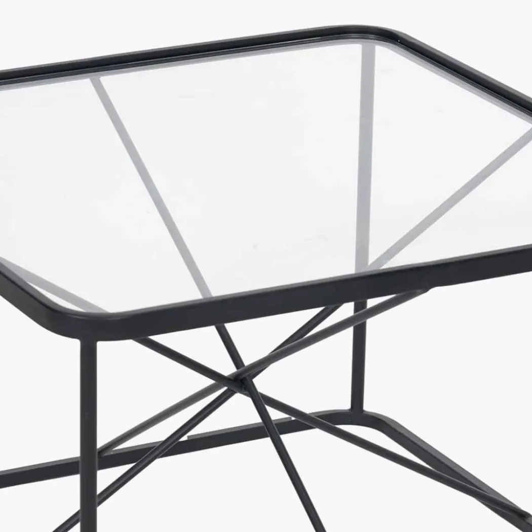 Roxy Glass & Black Metal Coffee Table