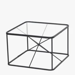 Roxy Glass & Black Metal Coffee Table