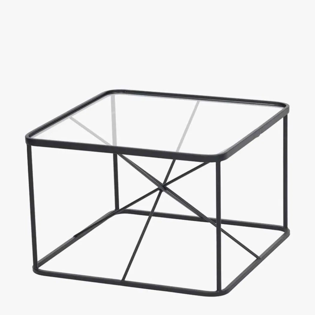Roxy Glass & Black Metal Coffee Table