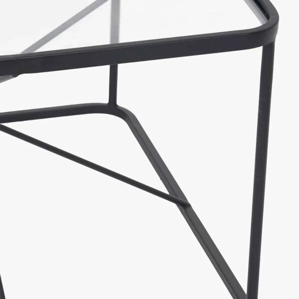 Roxy Glass & Black Metal Coffee Table