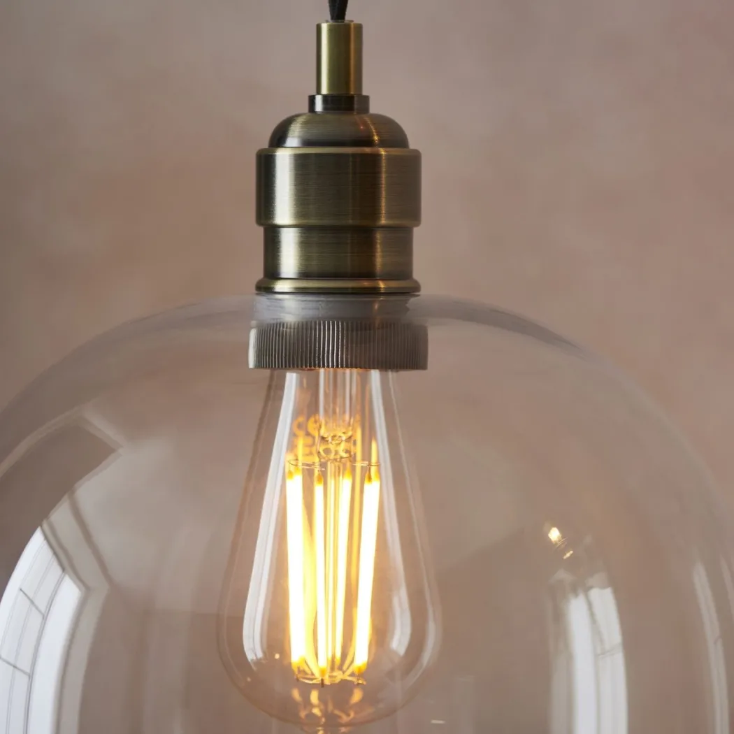 Stourton Antique Brass & Glass Pendant Ceiling Light Large