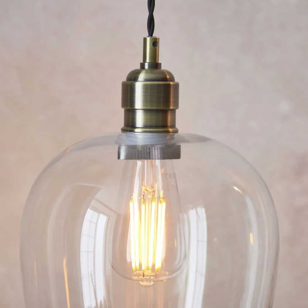 Stourton Antique Brass & Glass Pendant Ceiling Light