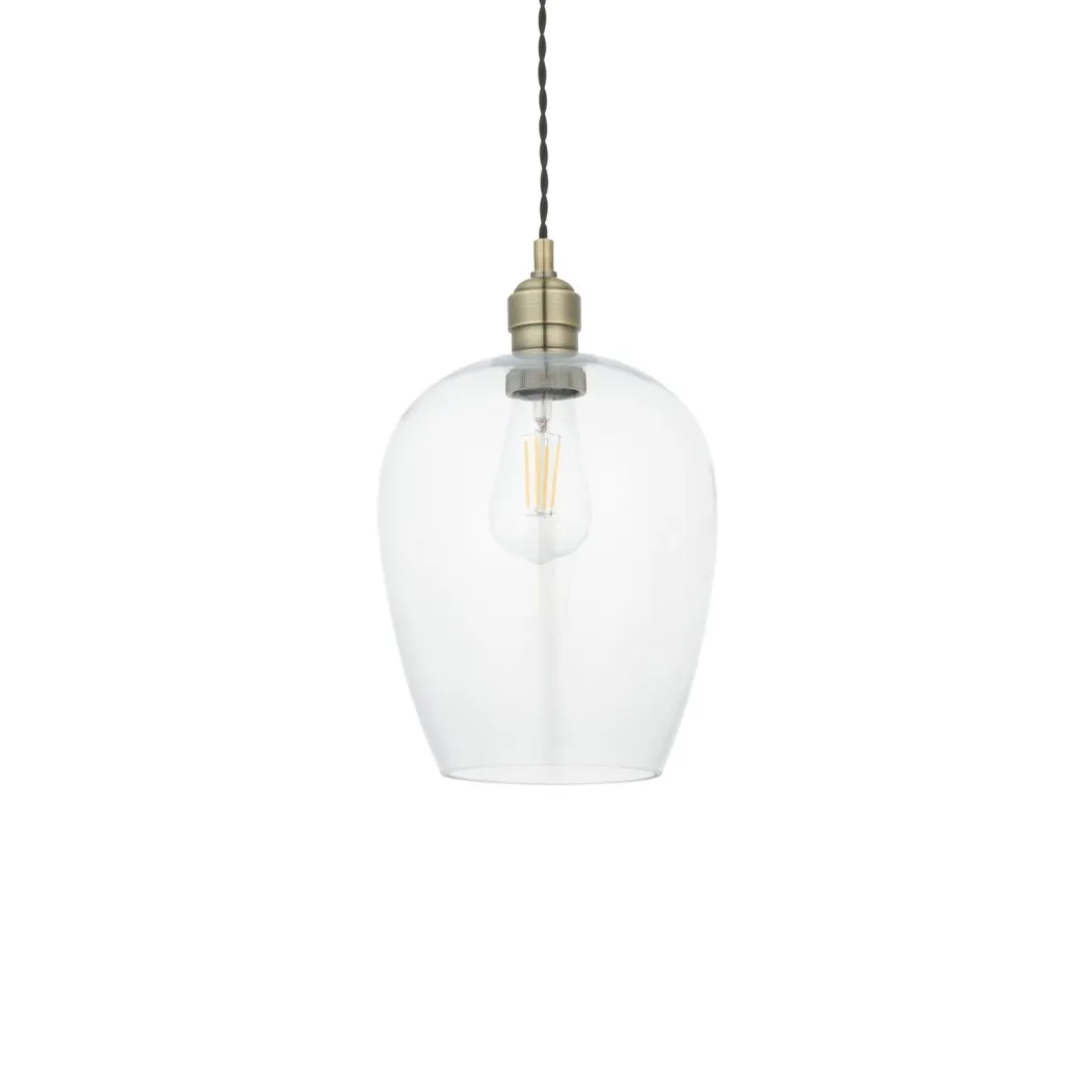 Stourton Antique Brass & Glass Pendant Ceiling Light