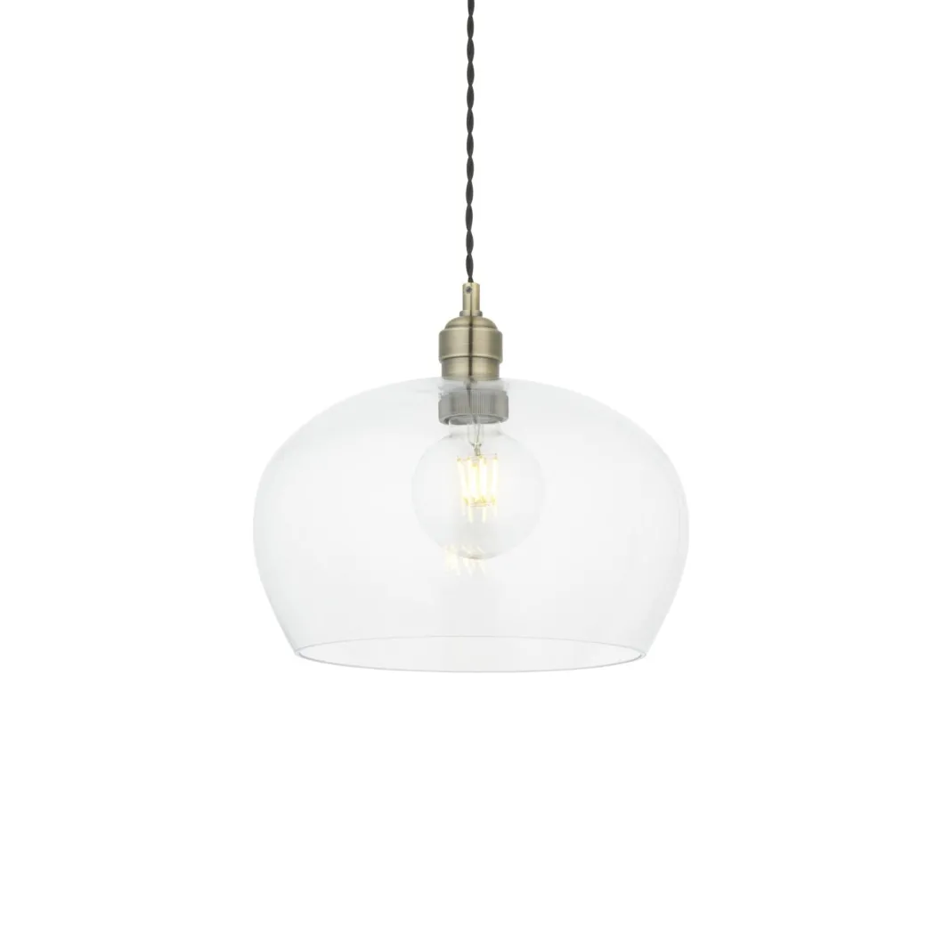 Stourton Antique Brass & Glass Bowl Pendant Ceiling Light