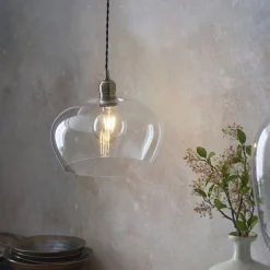 Stourton Antique Brass & Glass Bowl Pendant Ceiling Light