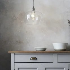 Stourton Nickel & Glass Bowl Pendant Ceiling Light