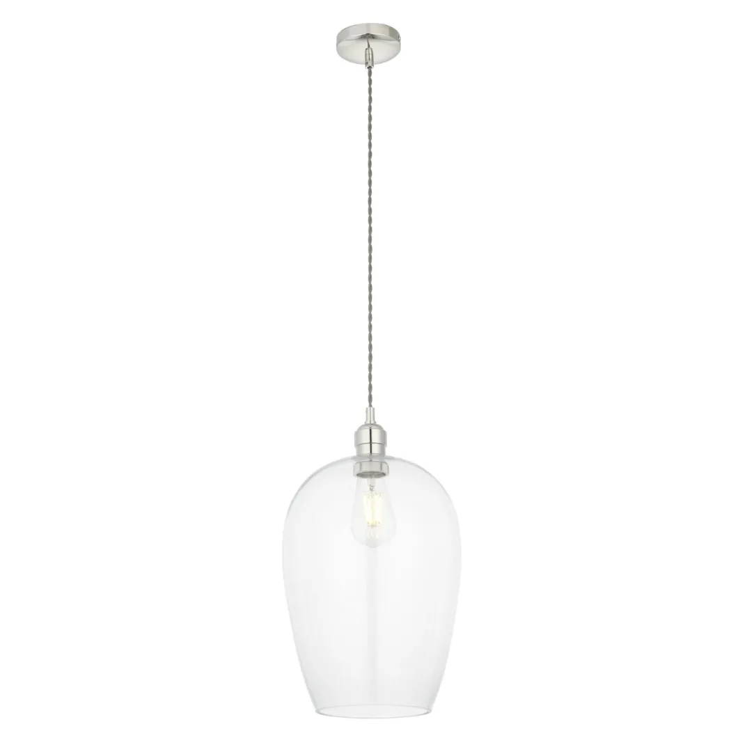 Stourton Nickel & Glass Pendant Ceiling Light Large