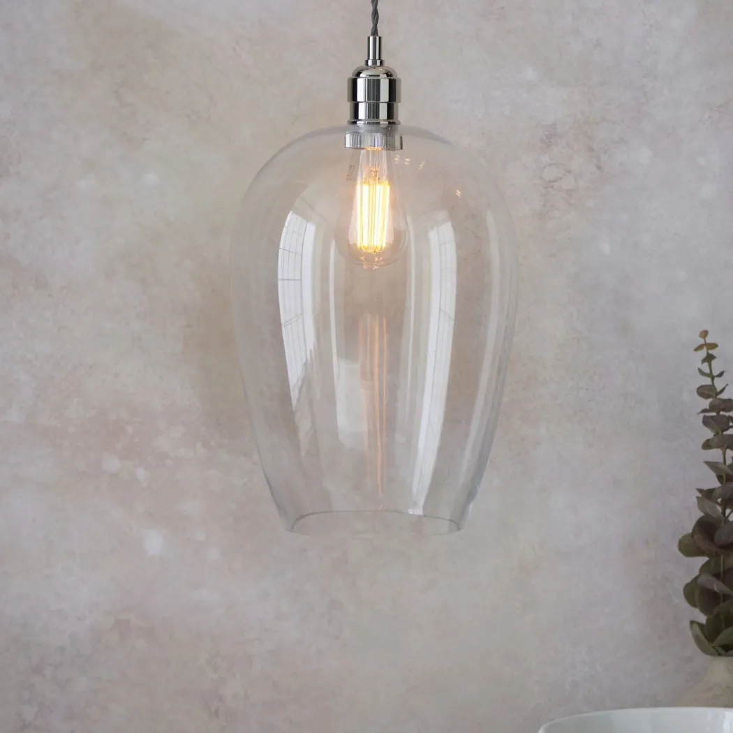 Stourton Nickel & Glass Pendant Ceiling Light Large