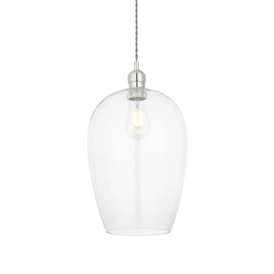 Stourton Nickel & Glass Pendant Ceiling Light Large