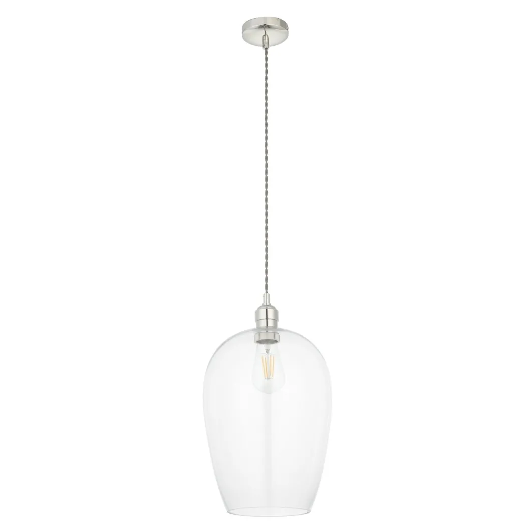 Stourton Nickel & Glass Pendant Ceiling Light Large