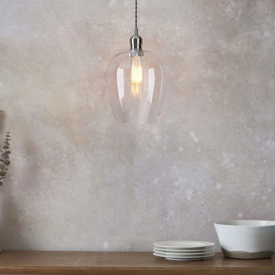 Stourton Nickel & Glass Pendant Ceiling Light
