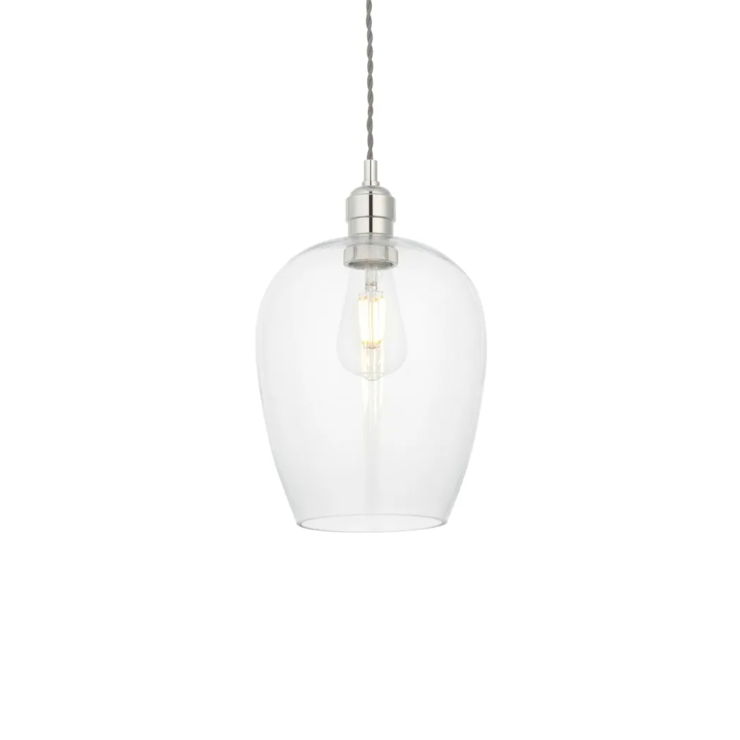 Stourton Nickel & Glass Pendant Ceiling Light