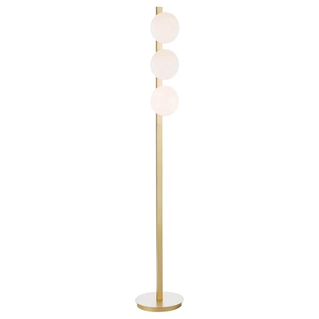 Tauri 3 Light Gold & Opal Glass Floor Lamp