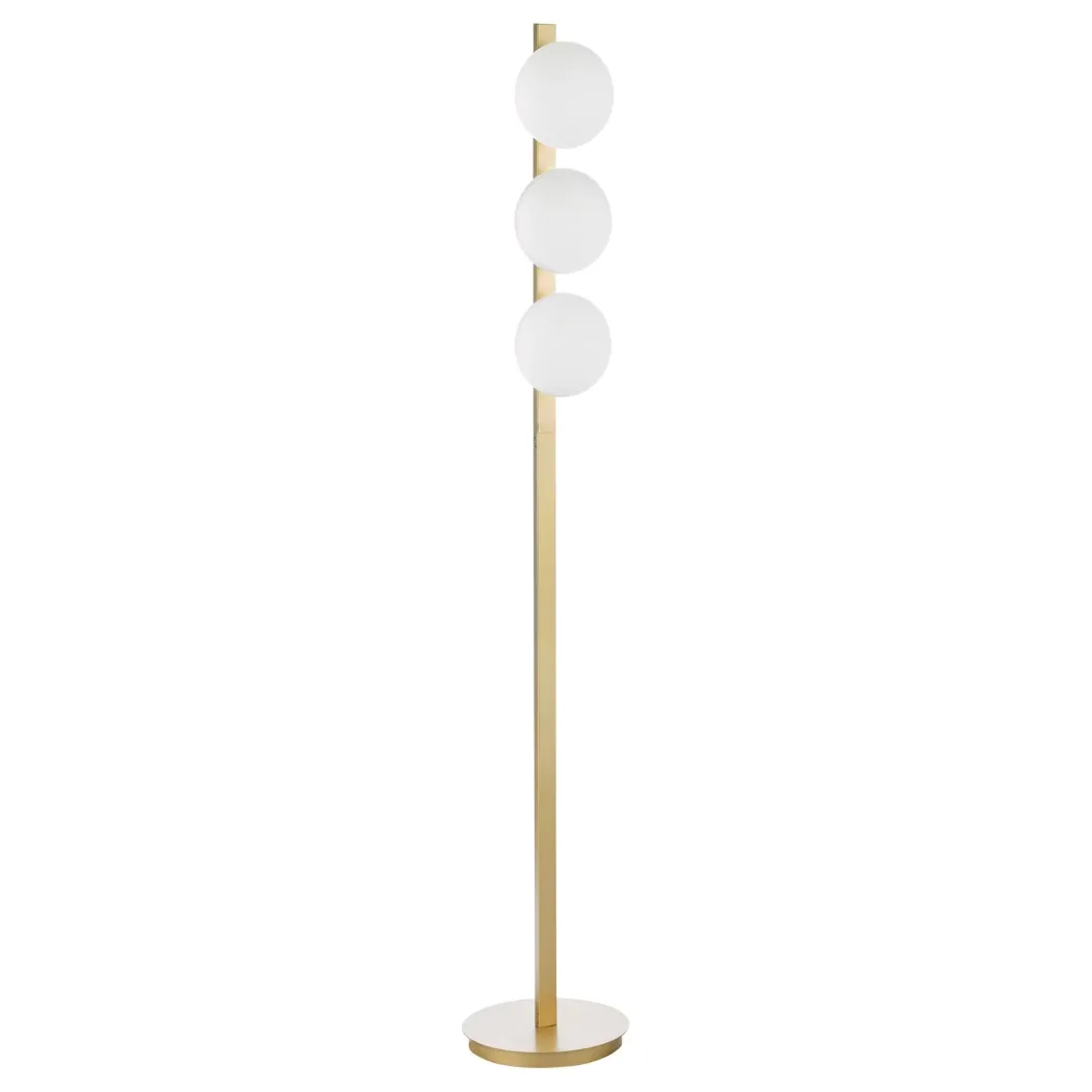 Tauri 3 Light Gold & Opal Glass Floor Lamp