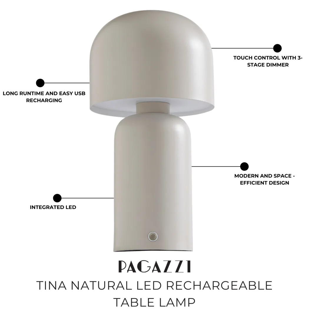 Tina Natural LED Rechargeable Table Lamp