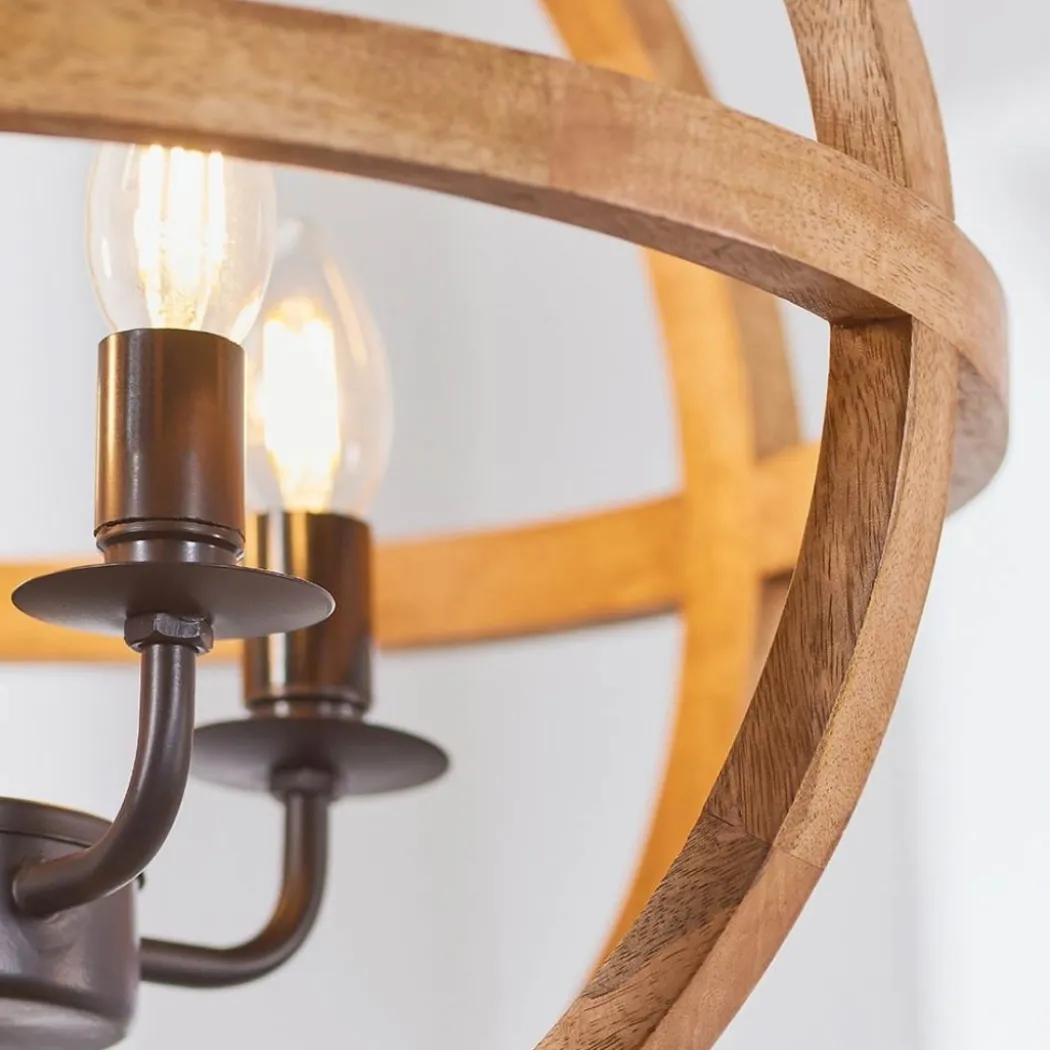 Toba 4-Light Wood Pendant Ceiling Light