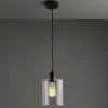 Toledo 1 Light Matt Black & Glass Ceiling Pendant