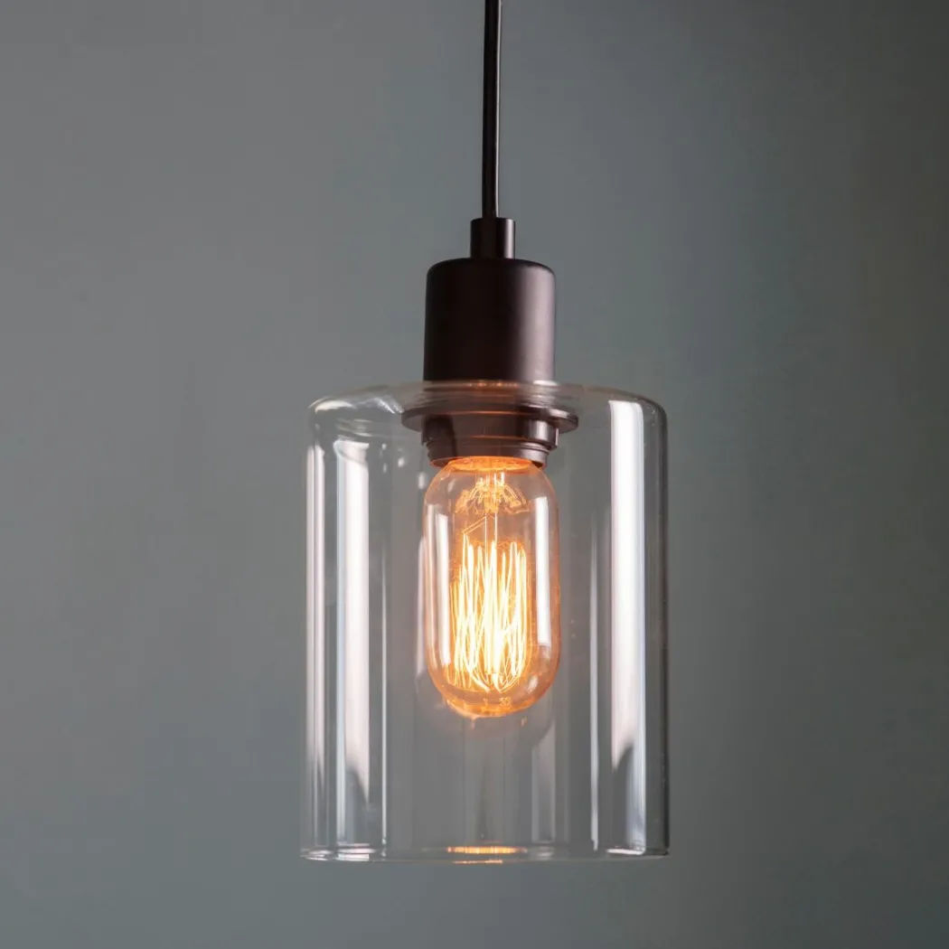 Toledo 1 Light Matt Black & Glass Ceiling Pendant