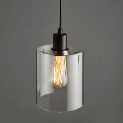 Toledo 1 Light Matt Black & Glass Ceiling Pendant