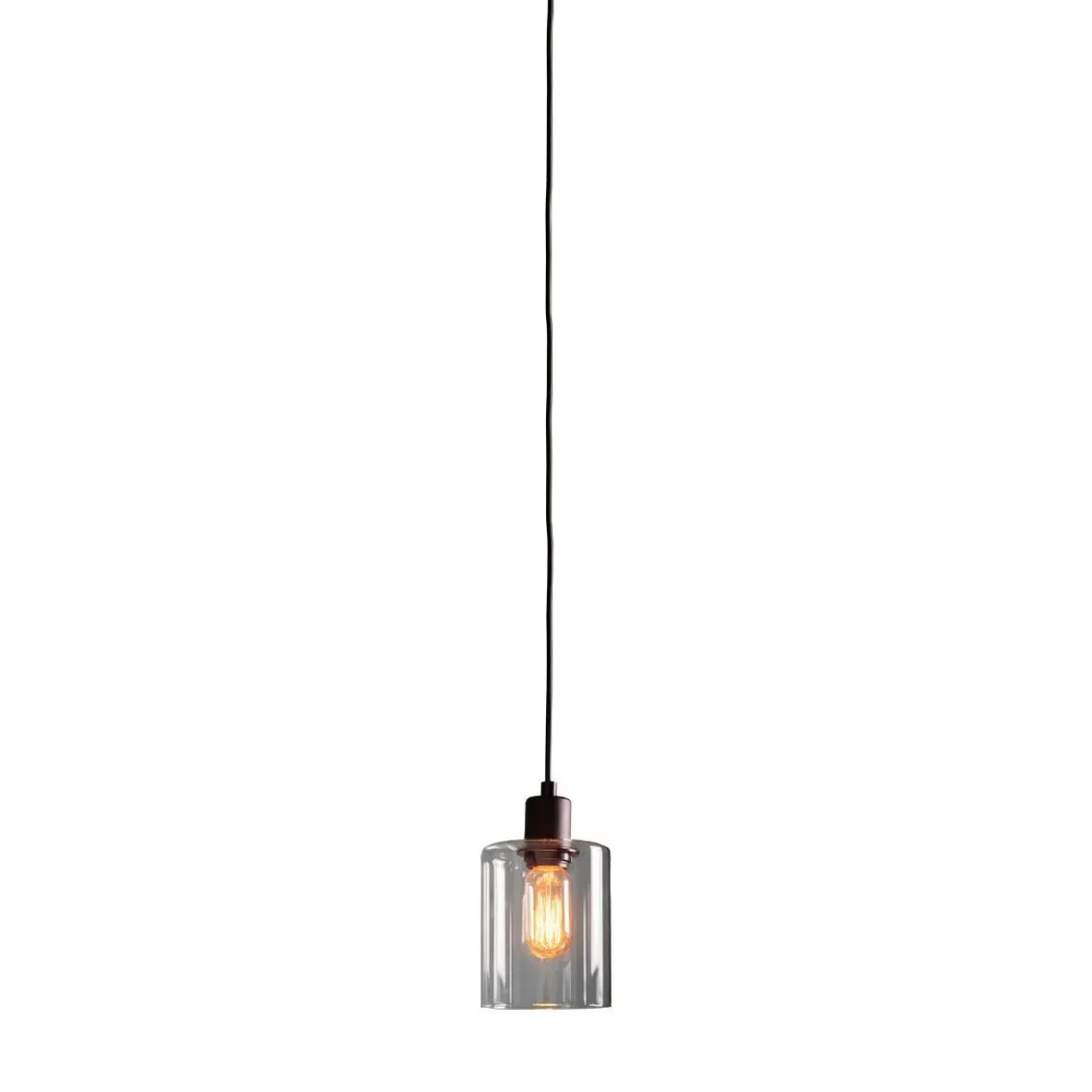 Toledo 1 Light Matt Black & Glass Ceiling Pendant