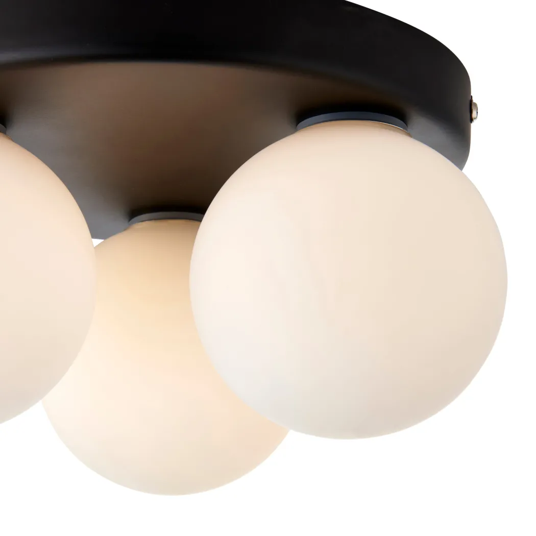 Toronto 3 Light IP44 Flush Matte Black Ceiling Light