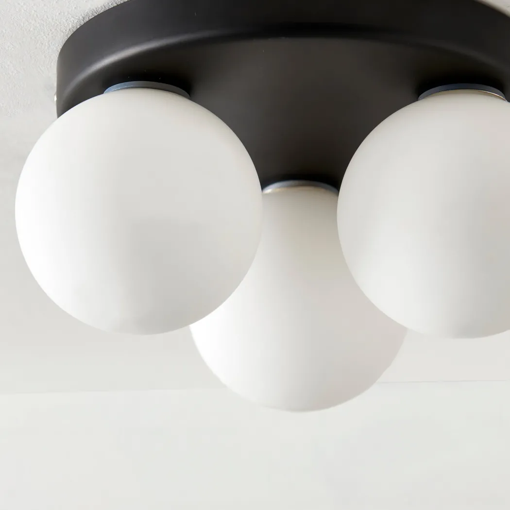 Toronto 3 Light IP44 Flush Matte Black Ceiling Light