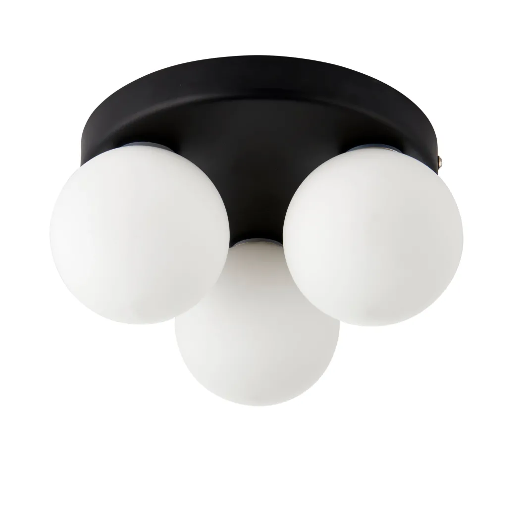 Toronto 3 Light IP44 Flush Matte Black Ceiling Light
