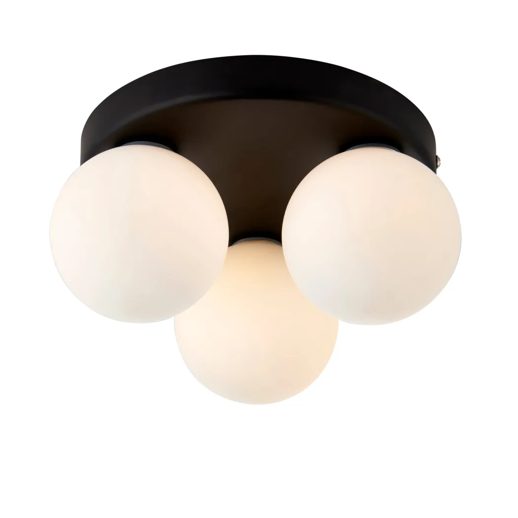 Toronto 3 Light IP44 Flush Matte Black Ceiling Light