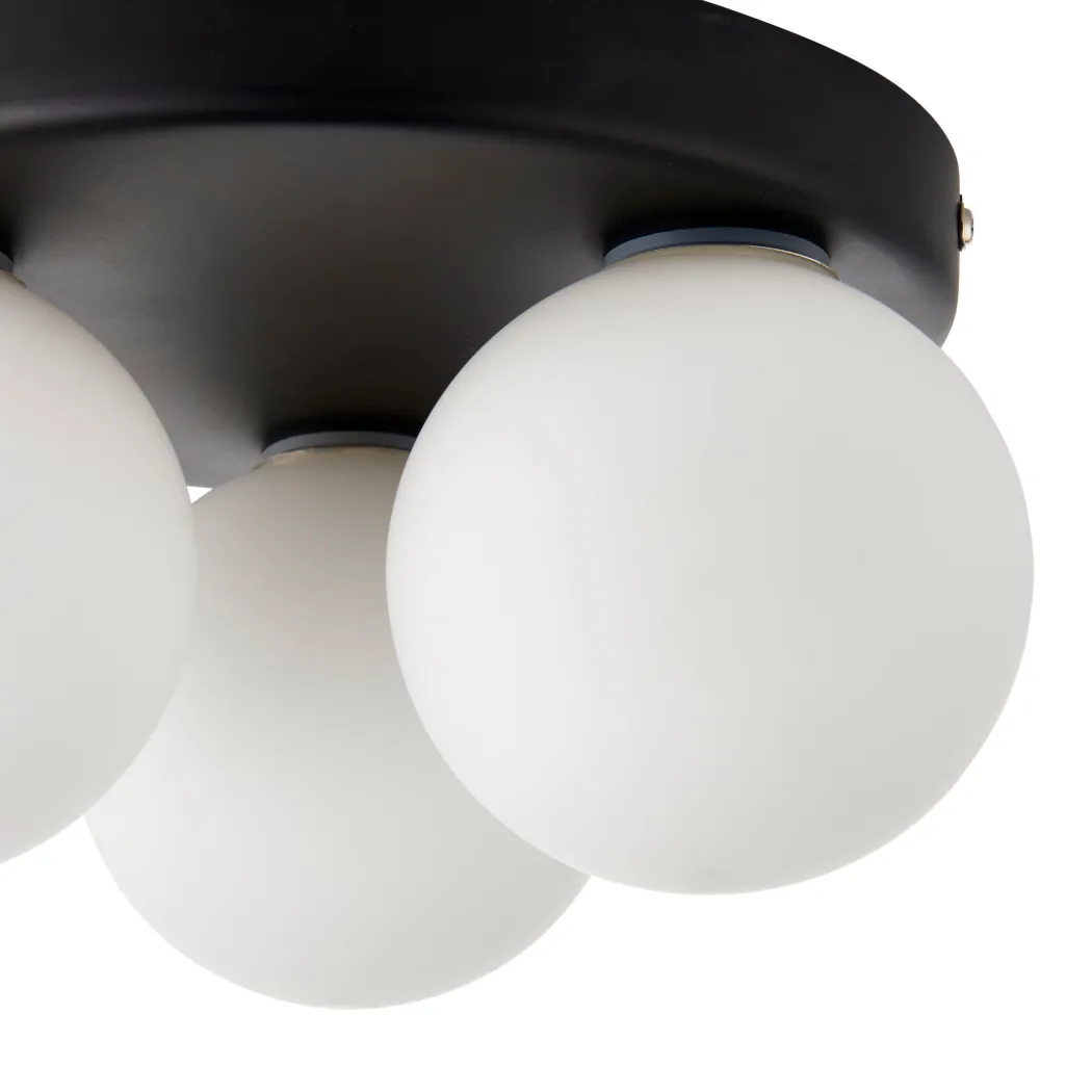Toronto 3 Light IP44 Flush Matte Black Ceiling Light