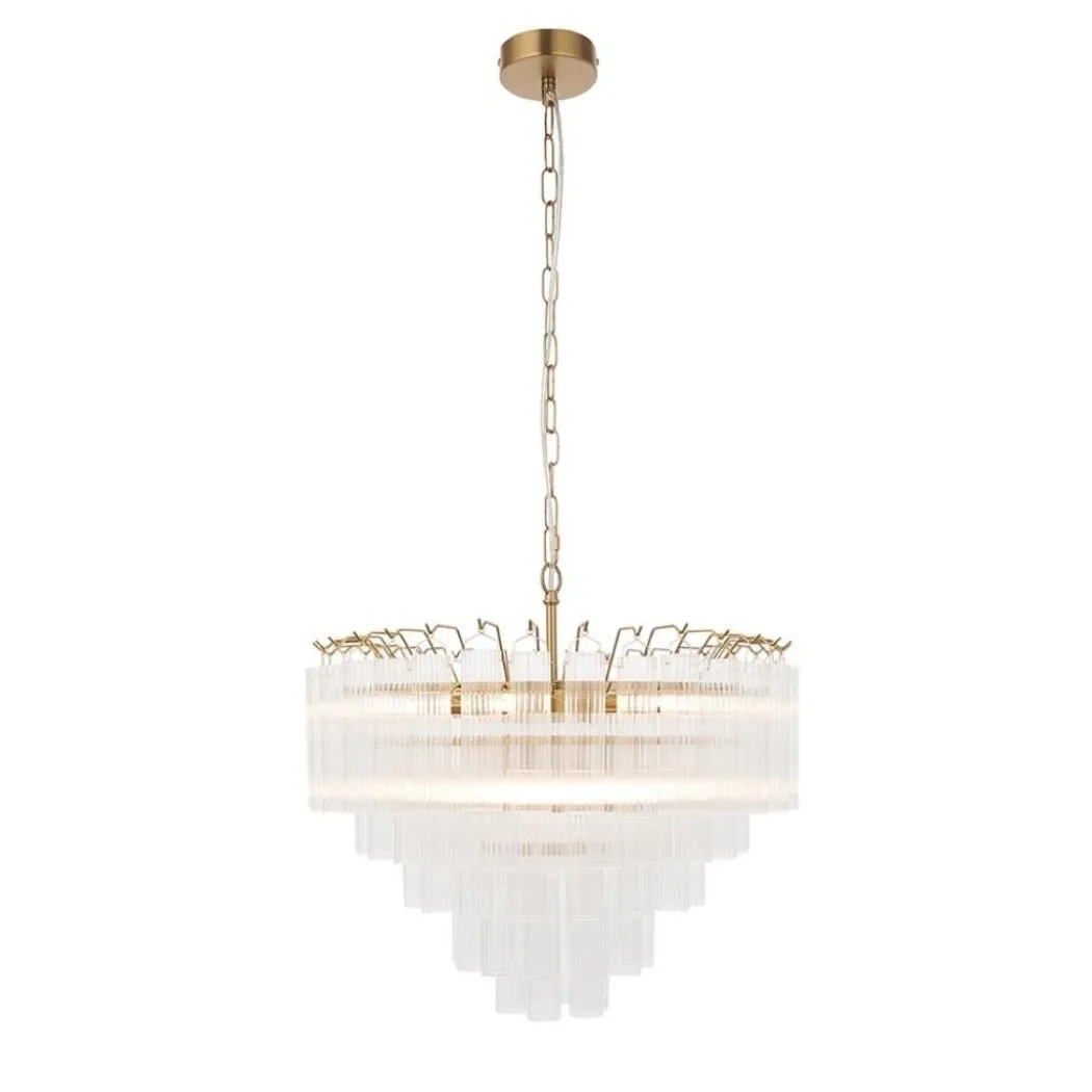 Toulouse 12 Light Brass & Glass Pendant Ceiling Light