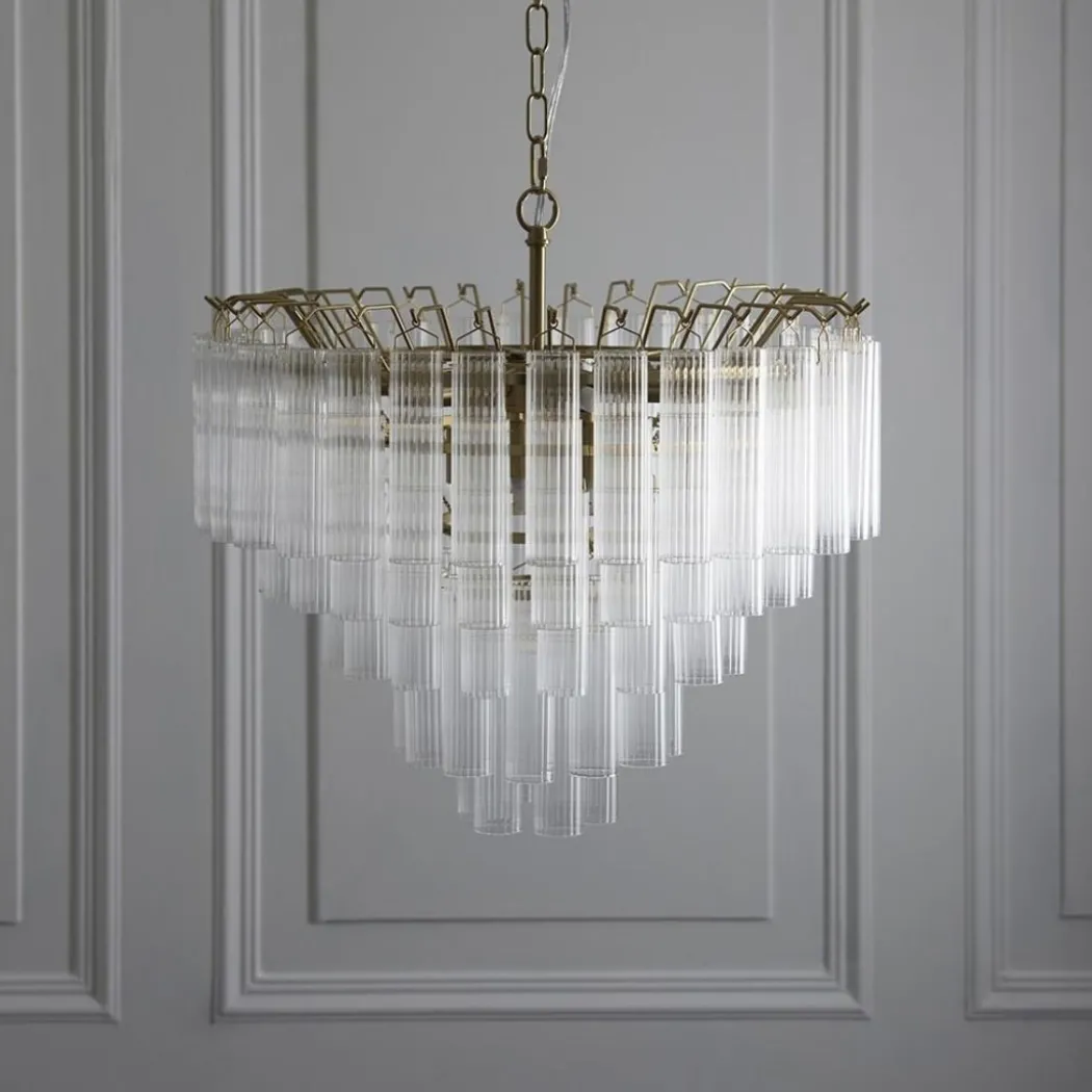 Toulouse 12 Light Brass & Glass Pendant Ceiling Light
