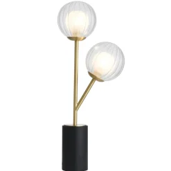 Udo 2 Light Satin Brass Table Lamp with Glass Shades