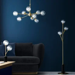 Udo 2 Light Satin Brass Table Lamp with Glass Shades