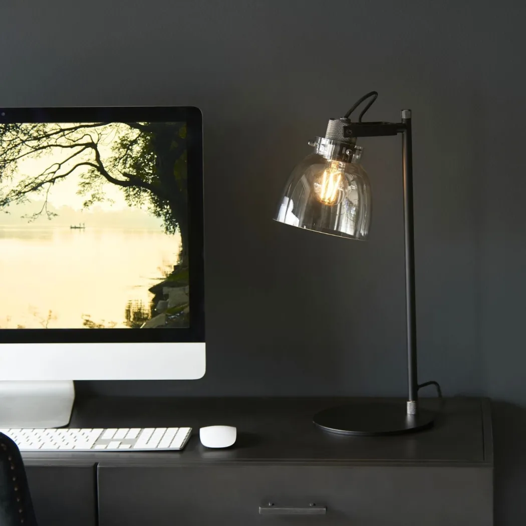 Urban Matte Black & Glass Desk Table Lamp