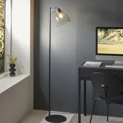 Urban Matte Black & Glass Task Floor Lamp