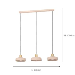 Valdiola 3 Light Natural Ceiling Pendant Bar
