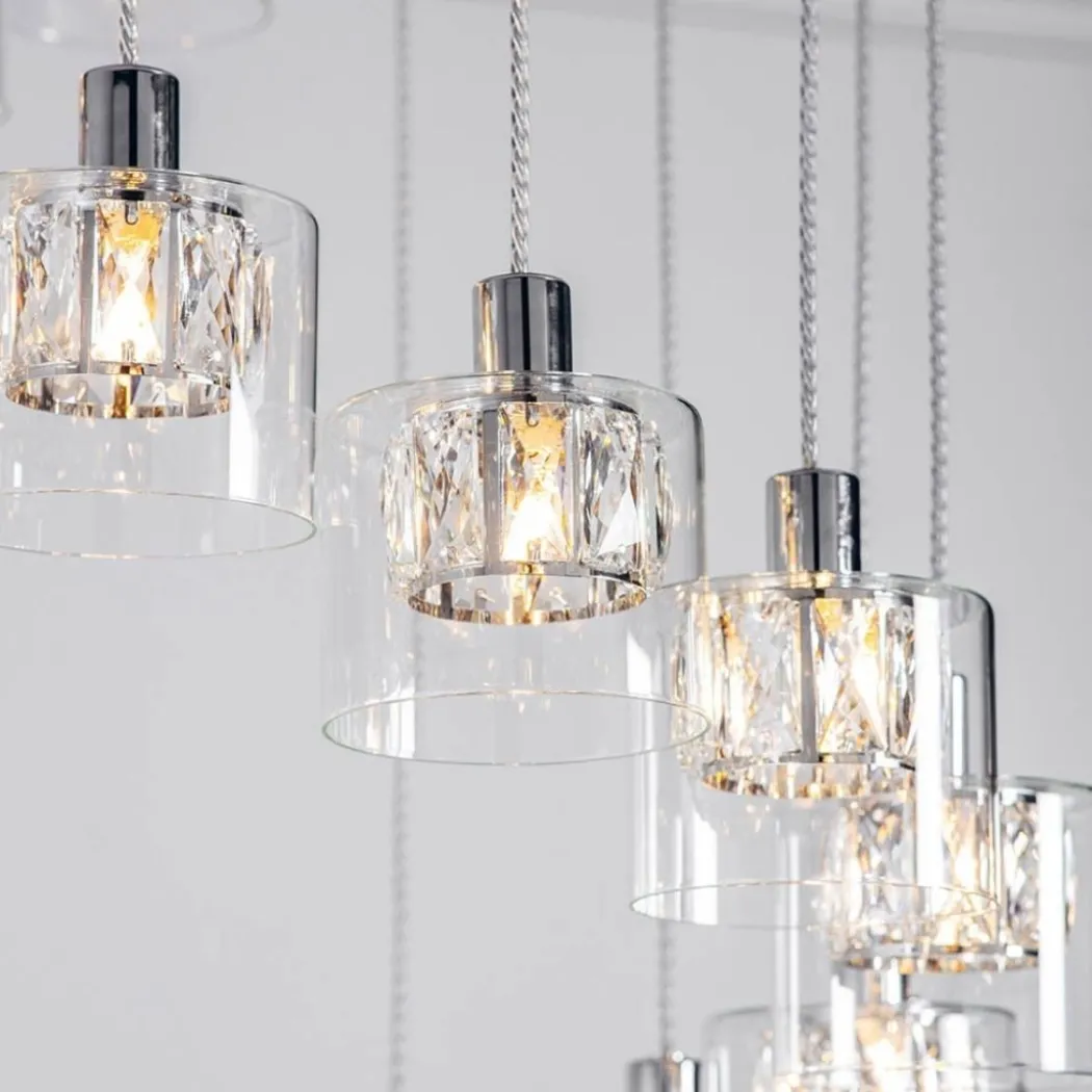 Verina 12-Light Chrome and Crystal Cluster Pendant Ceiling Light